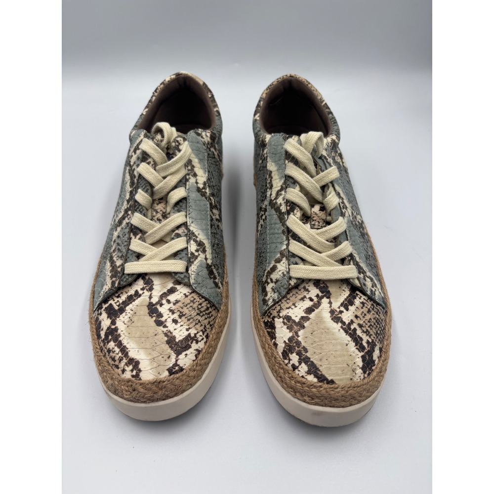 Crown‎ vintage Snakeskin Embossed Espadrille Lace Up Sneakers Low Top Shoes
